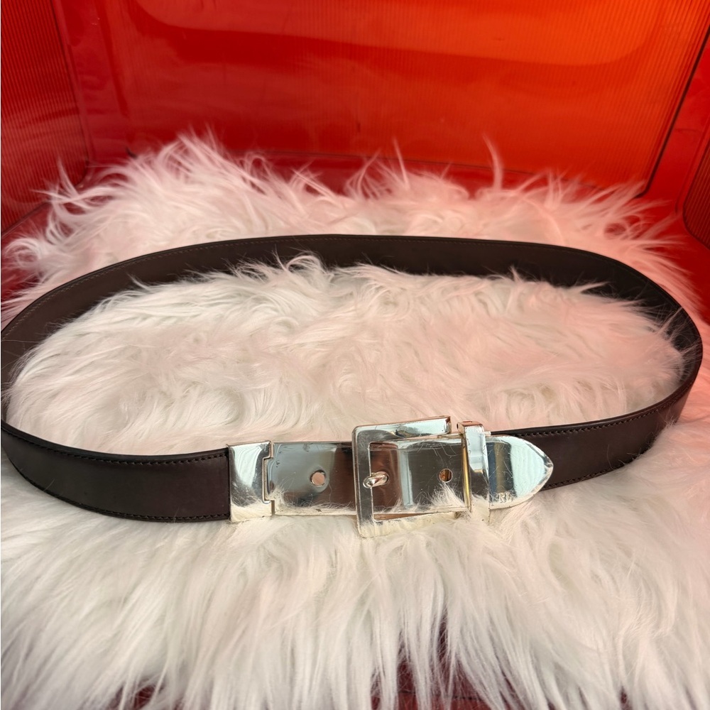 Vintage Ralph Lauren Brown Leather Belt with Silver Buckle - Men's Accessory